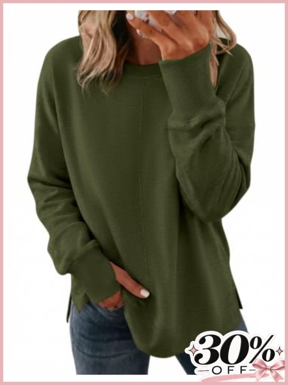 Oversized Crewneck Fleece Sweatshirt Long Sleeve Thumb Hole Pullover